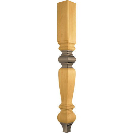OSBORNE WOOD PRODUCTS 34 1/2 x 3 1/2 Electra Fusion Leg in Walnut with Brushed Aluminum 2411W-AL